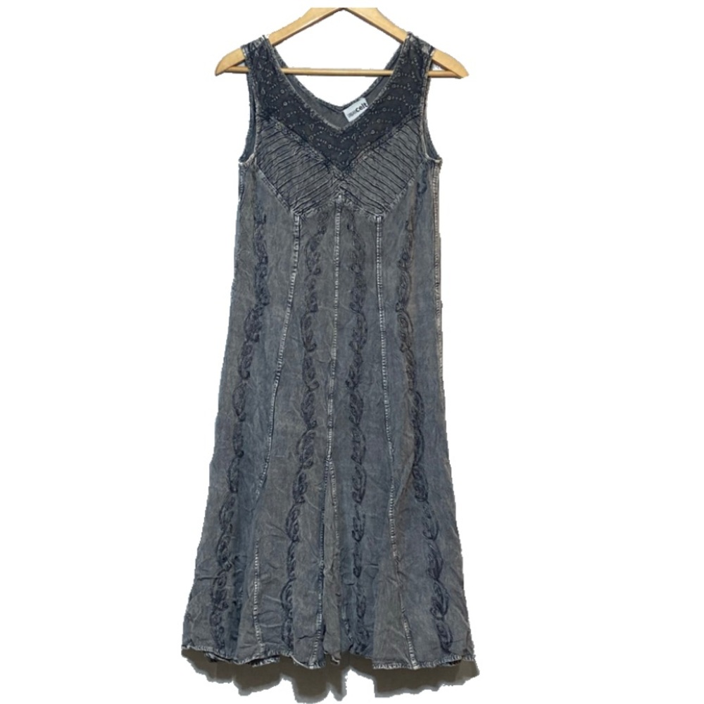 Urban Celt sleeveless grey maxi dress with tie waist